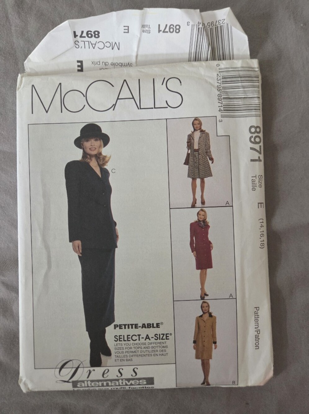 McCall's 8971 Sewing Pattern Size E (14-18) Dress Jacket Skirt
